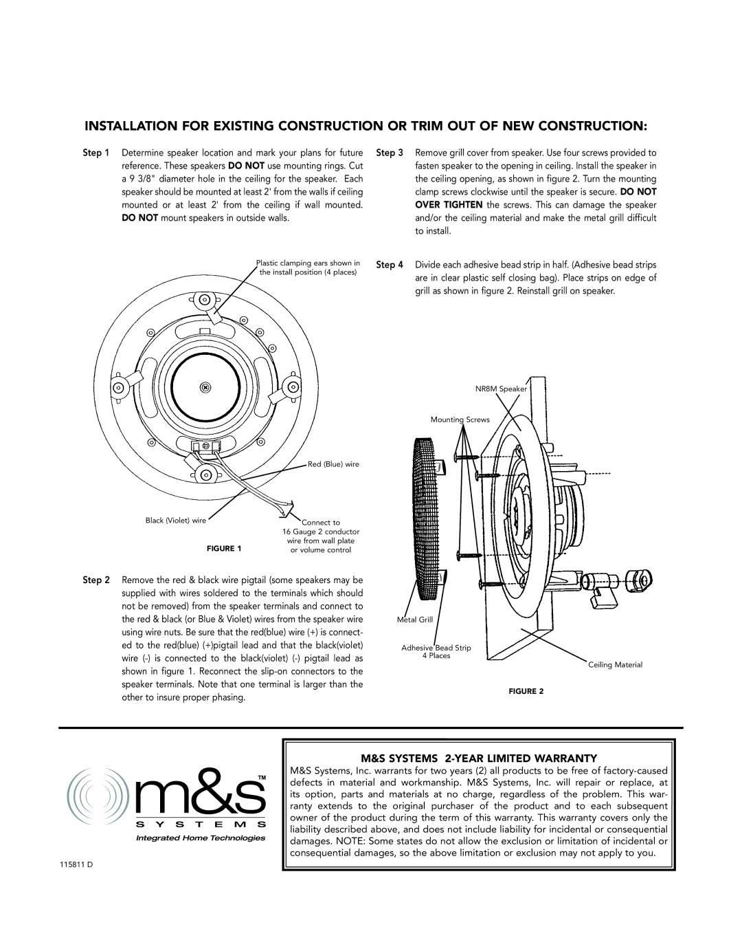 M&S Systems FMC8, NR8M installation instructions Are in clear plastic self closing bag. Place strips on edge 