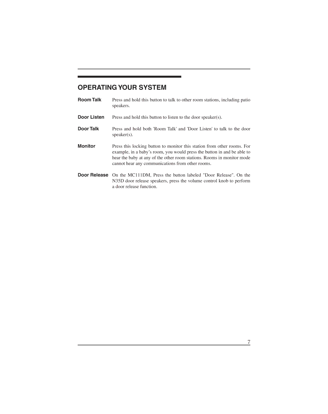 M&S Systems MC111DM, MC111M manual Operating Your System 