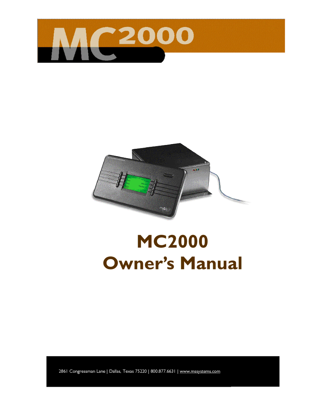 M&S Systems MC2000 owner manual 