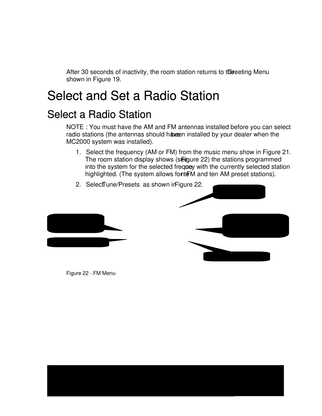 M&S Systems MC2000 owner manual Select and Set a Radio Station, Select a Radio Station 