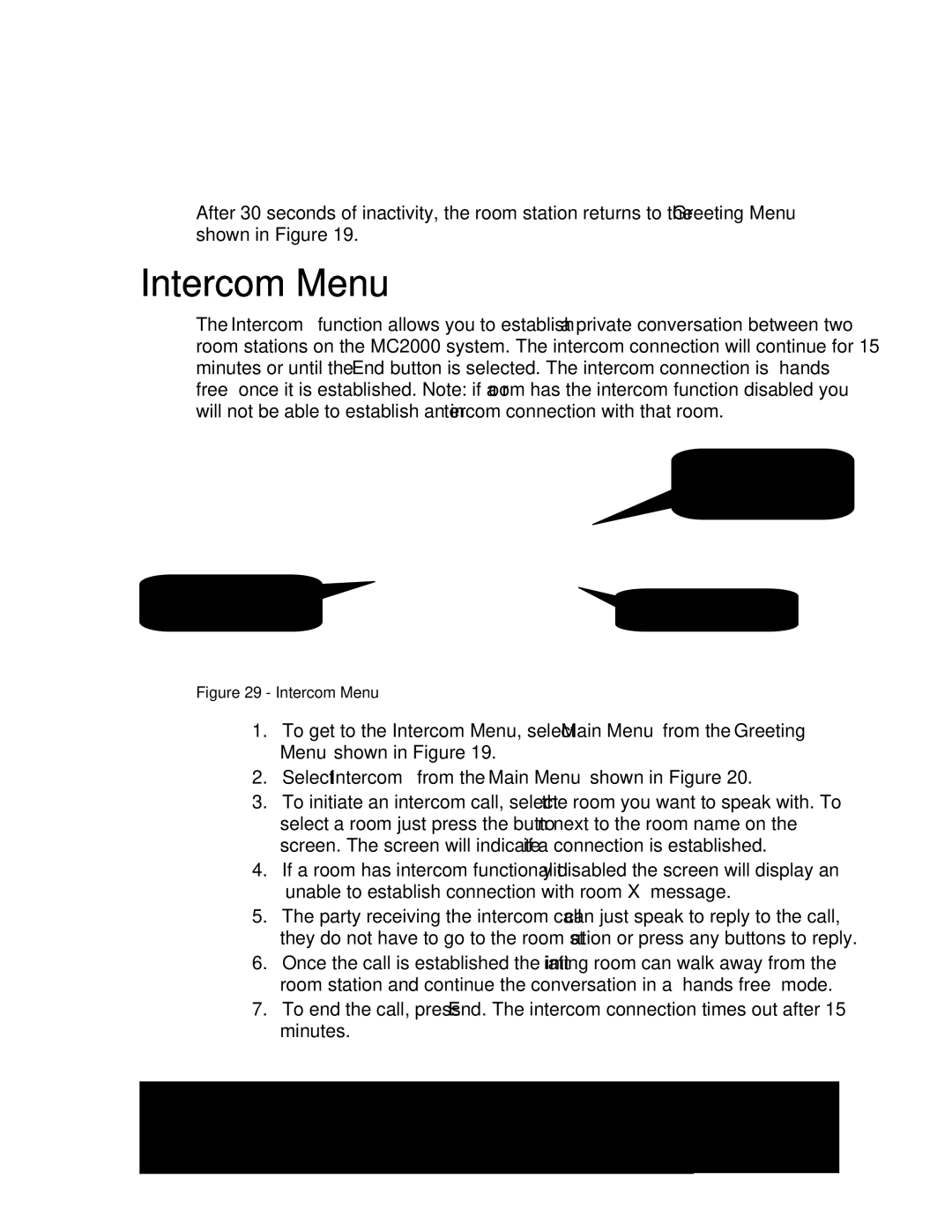 M&S Systems MC2000 owner manual Intercom Menu 