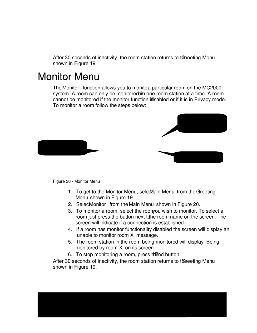 M&S Systems MC2000 owner manual Monitor Menu 