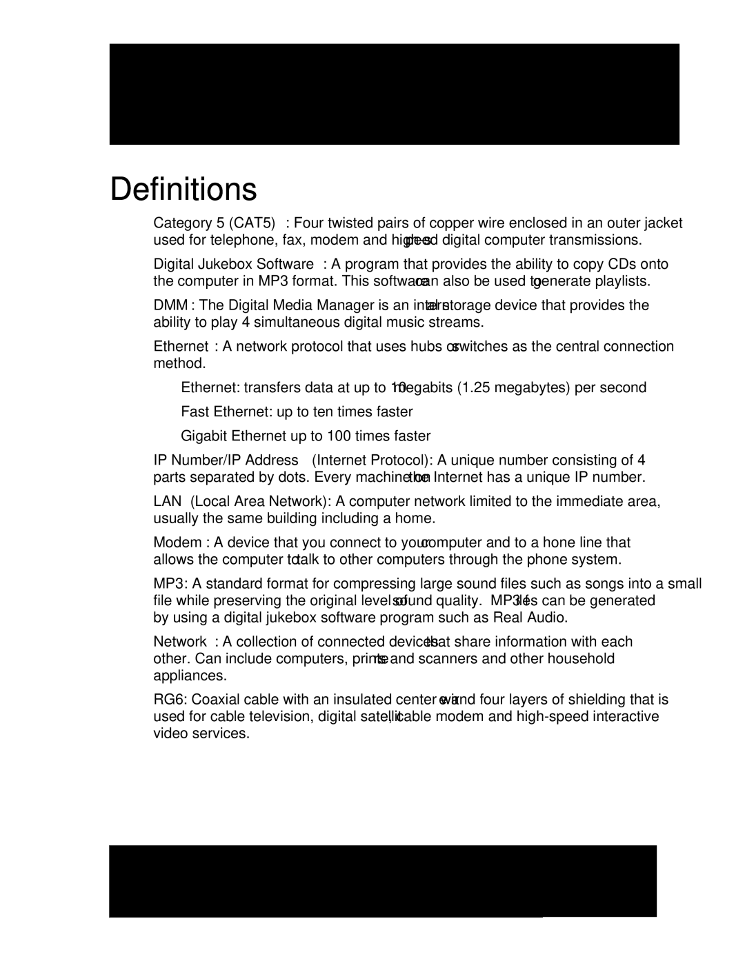 M&S Systems MC2000 owner manual Definitions 