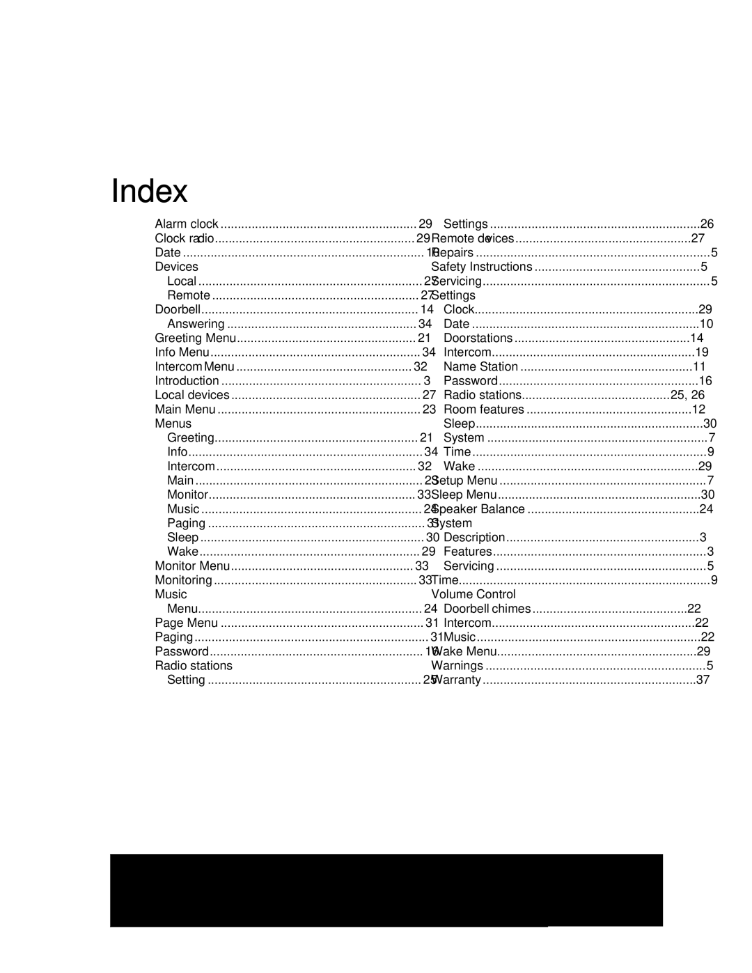 M&S Systems MC2000 owner manual Index 