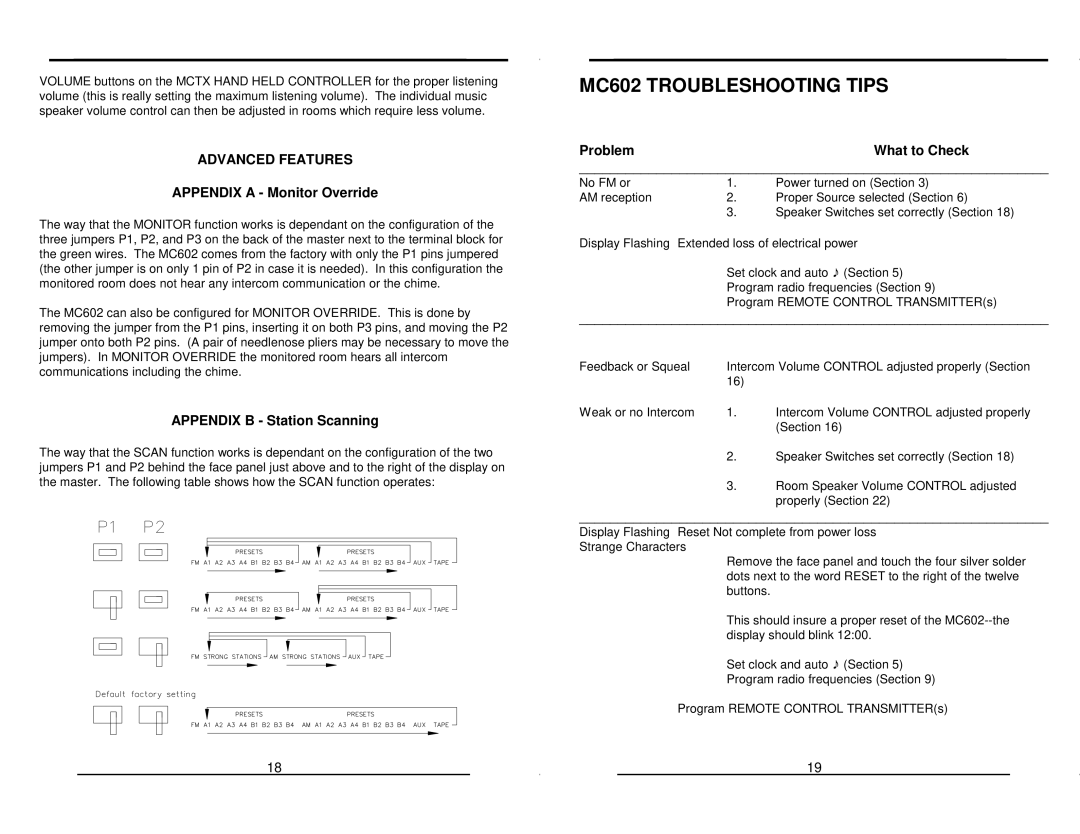 M&S Systems warranty MC602 Troubleshooting Tips, Advanced Features 