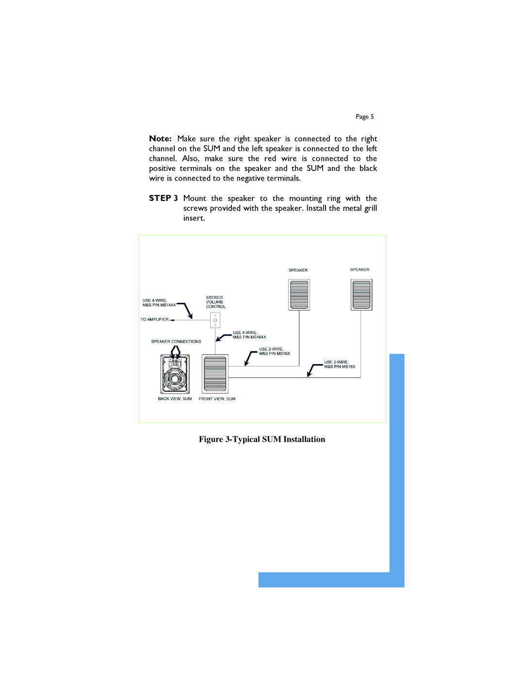 M&S Systems Speaker manual Typical SUM Installation 