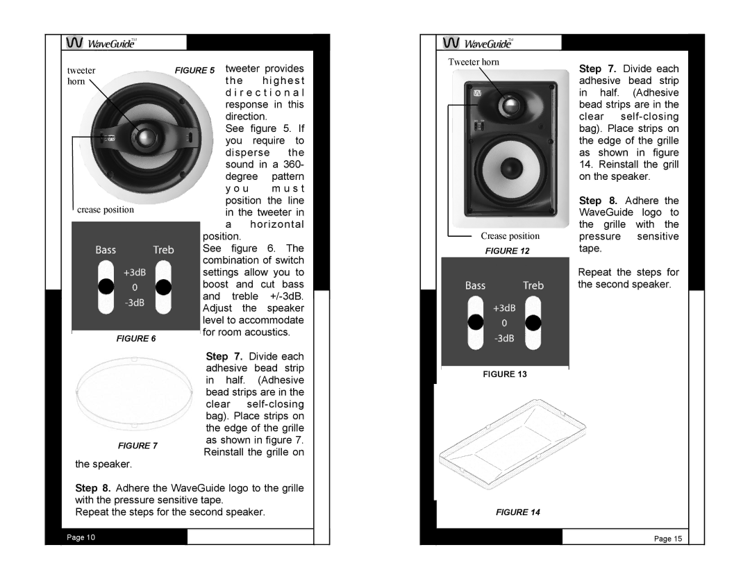 M&S Systems WG100C owner manual Tweeter horn Crease position 