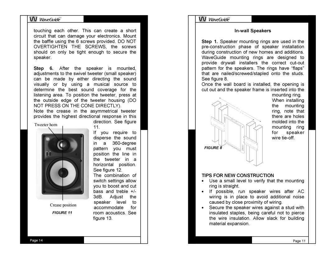 M&S Systems WG100C owner manual Tips for NEW Construction 