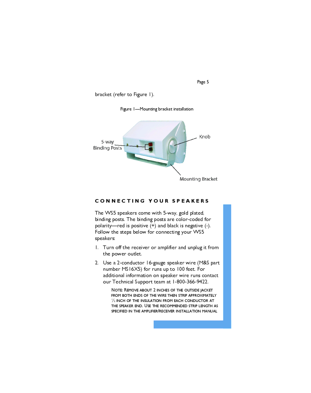 M&S Systems WS5 owner manual Bracket refer to Figure 