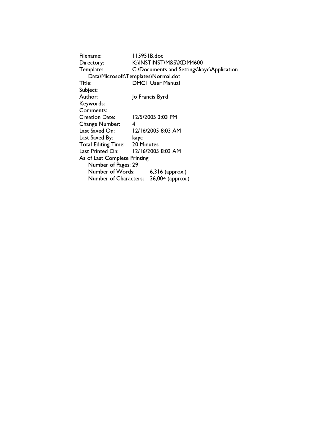 M&S Systems owner manual INSTINST\M&S\XDM4600 