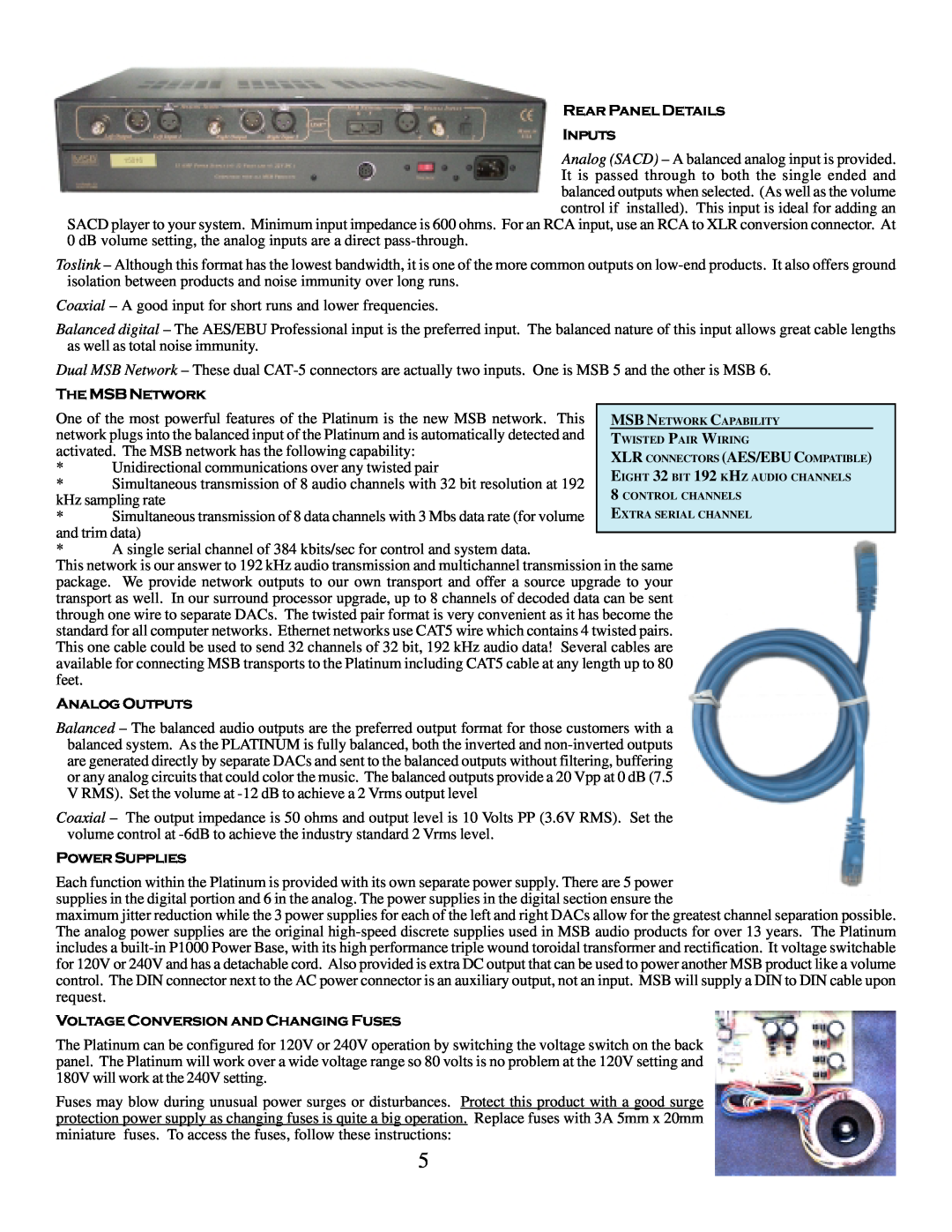 MSB Technology DAC II user manual TheMSBNetwork, kHz sampling rate 