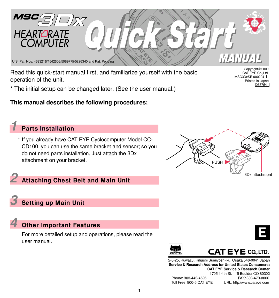 MSC Heart Rate Monitor user manual Push 