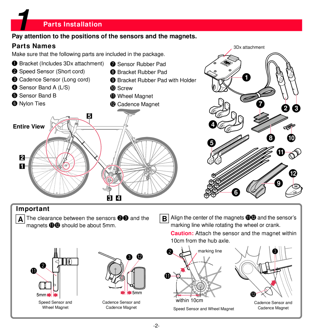 MSC Heart Rate Monitor user manual Parts Installation, Parts Names, Entire View 