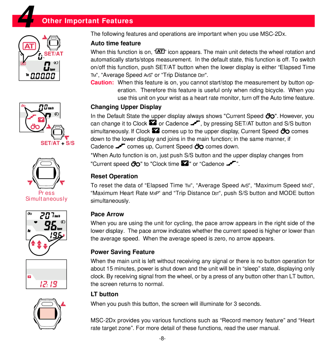 MSC Heart Rate Monitor user manual Other Important Features 