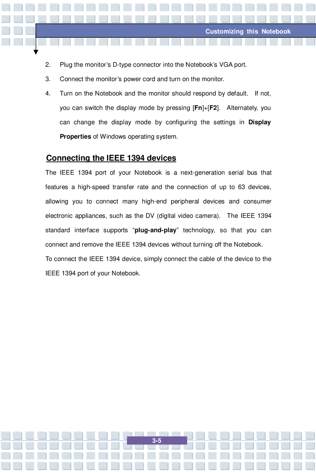 MSI EX600 YA Edition, 1637 manual Connecting the Ieee 1394 devices 