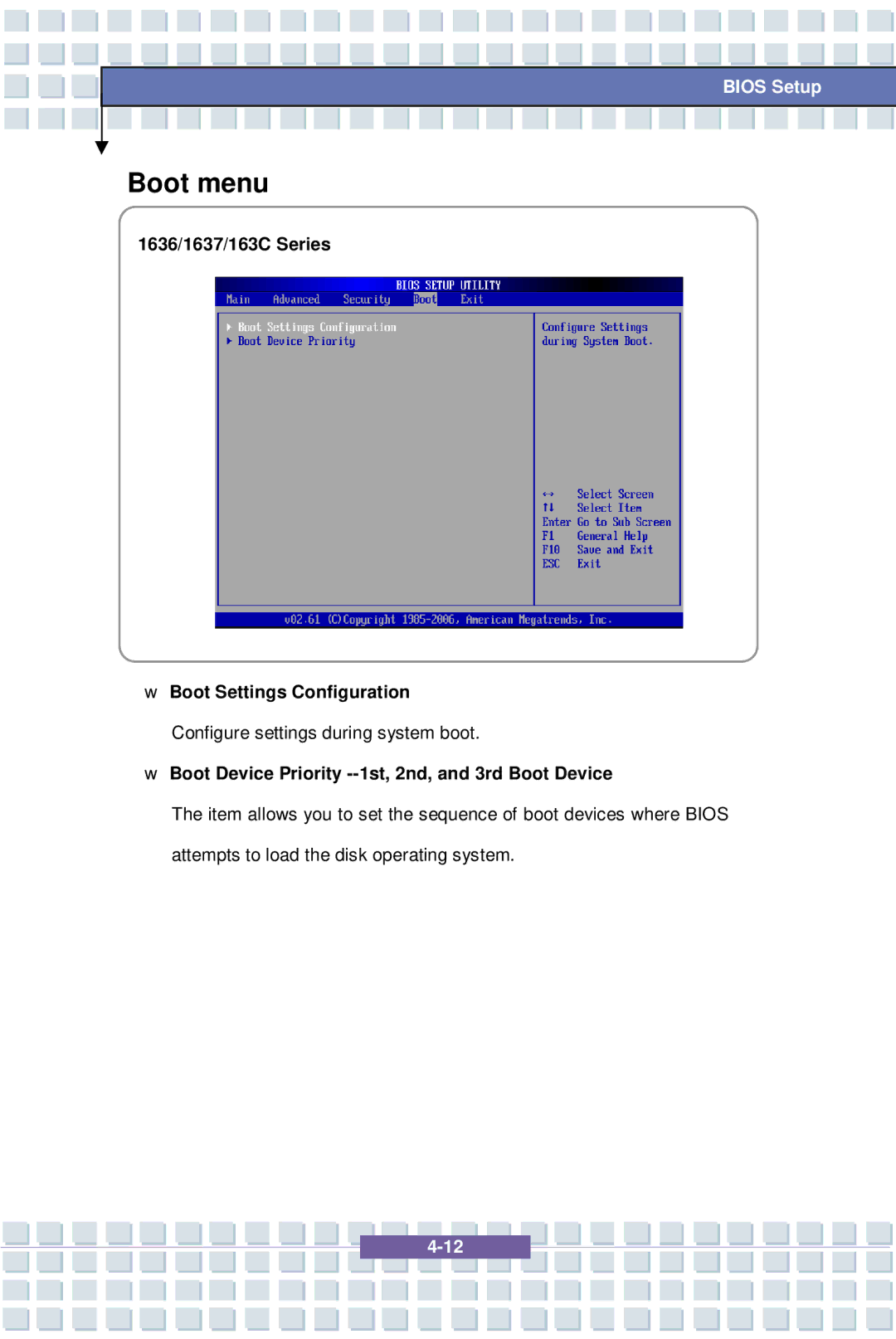 MSI EX600 YA Edition, 1637 manual Boot menu 