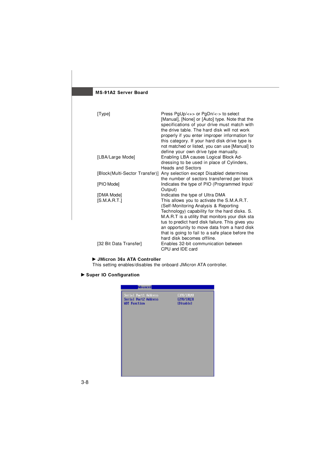 MSI 3200 Network manual JMicron 36x ATA Controller, Super IO Configuration 