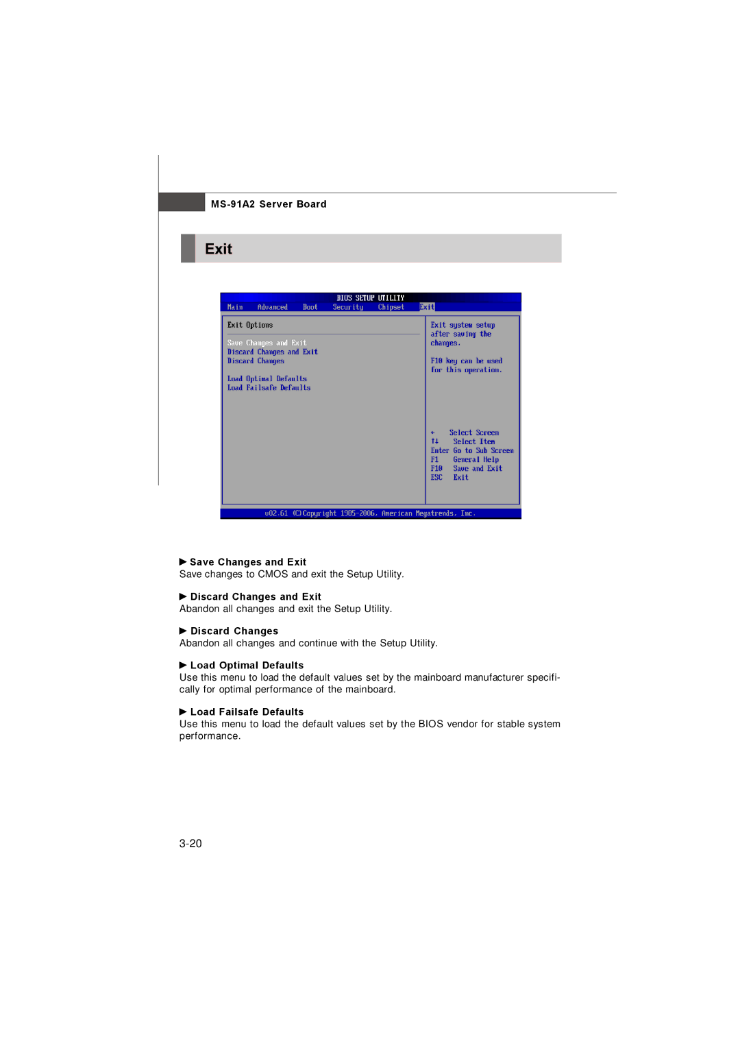 MSI 3200 Network manual Exit 