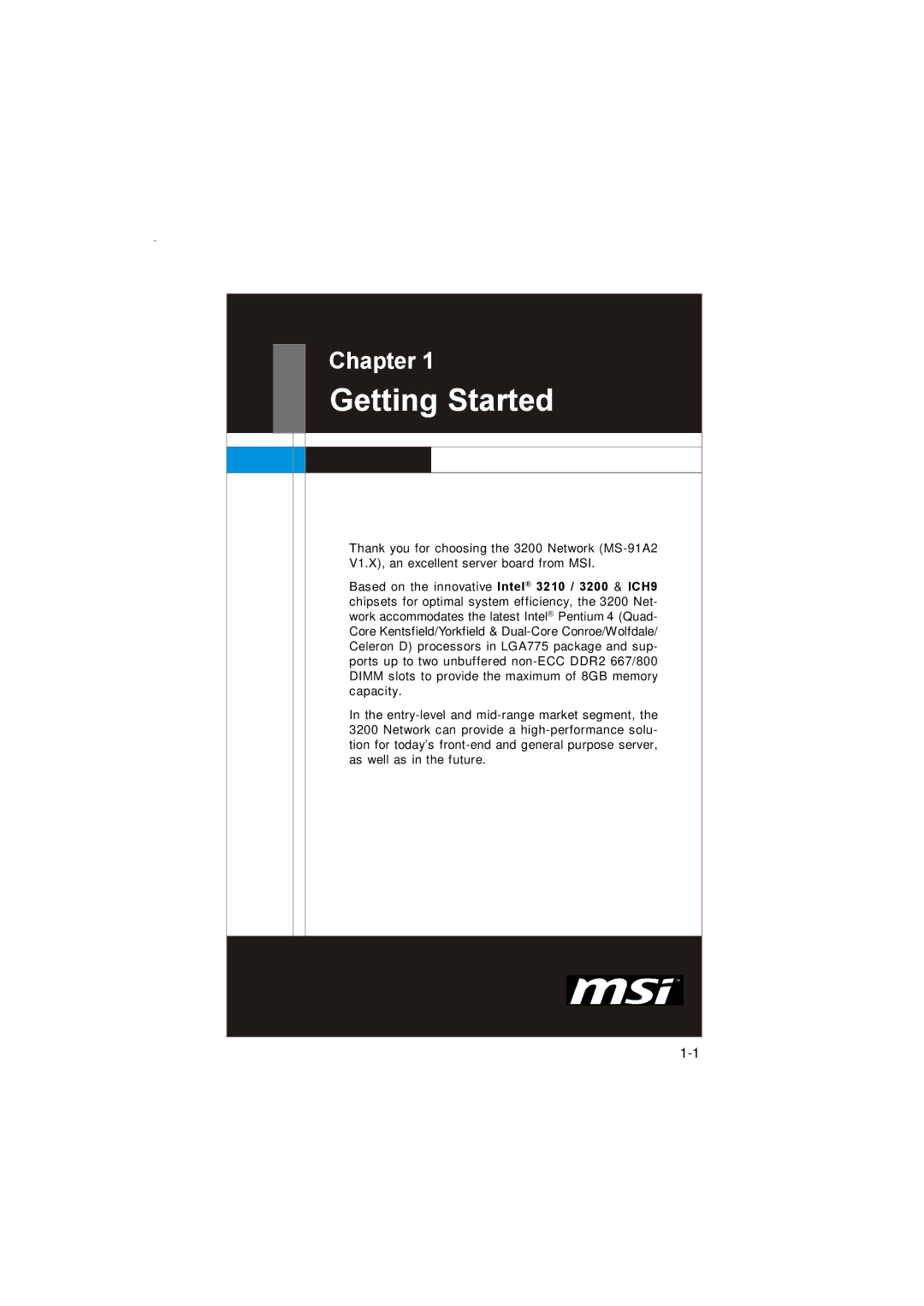 MSI 3200 Network manual Getting Started 