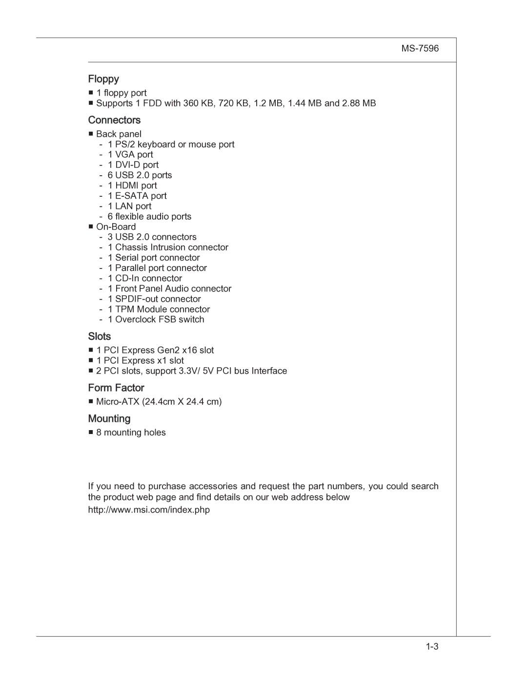 MSI 760GM manual Floppy 