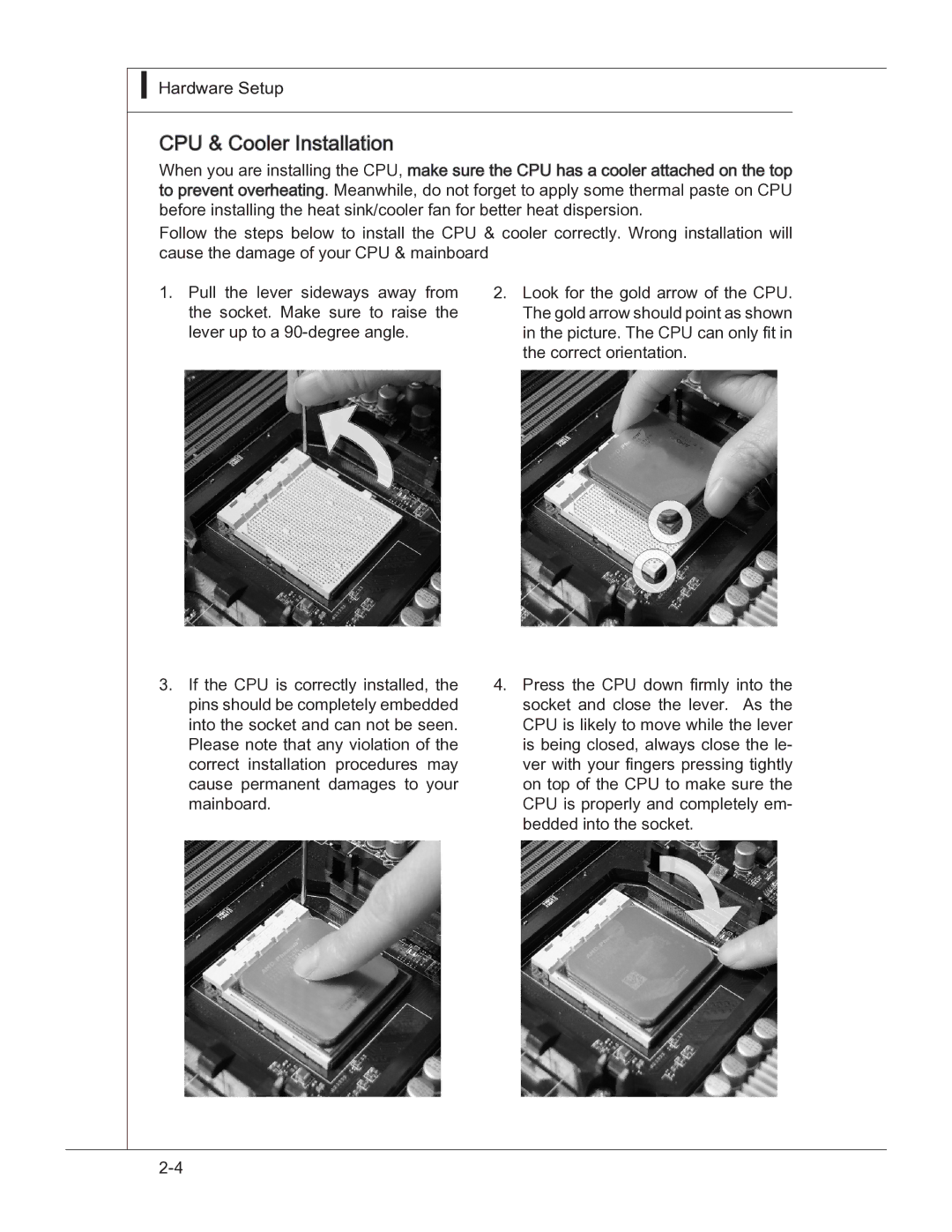 MSI 760GM manual CPU & Cooler Installation 