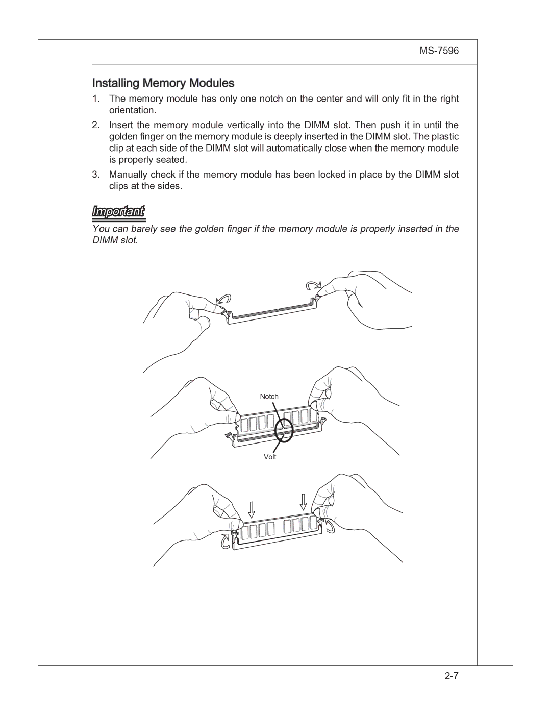 MSI 760GM manual Installing Memory Modules 