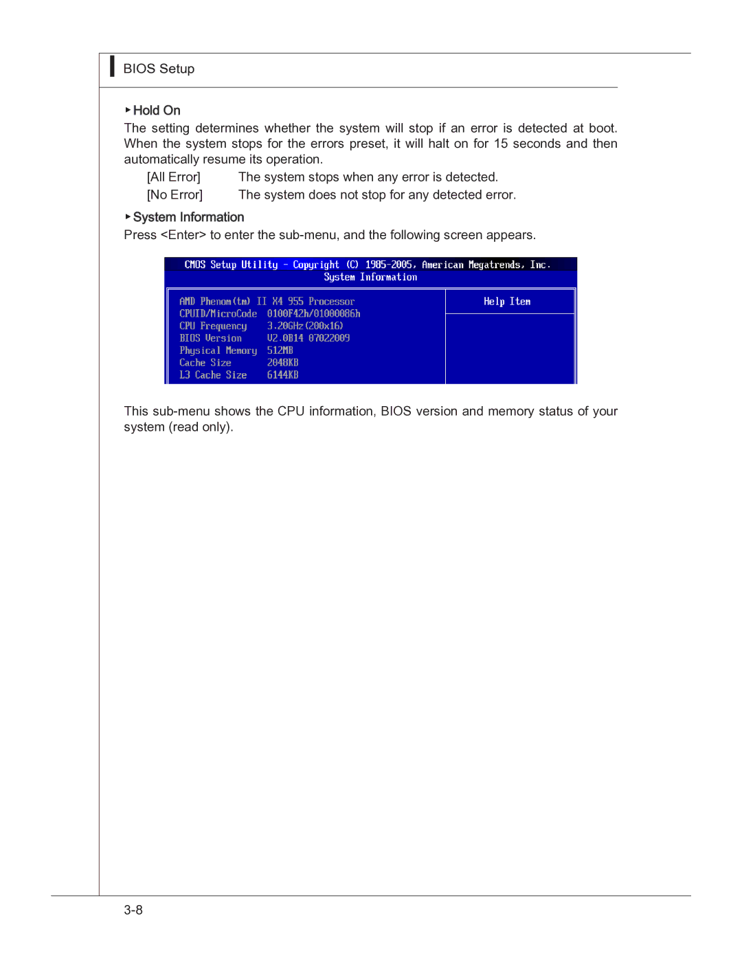 MSI 760GM manual System does not stop for any detected error 