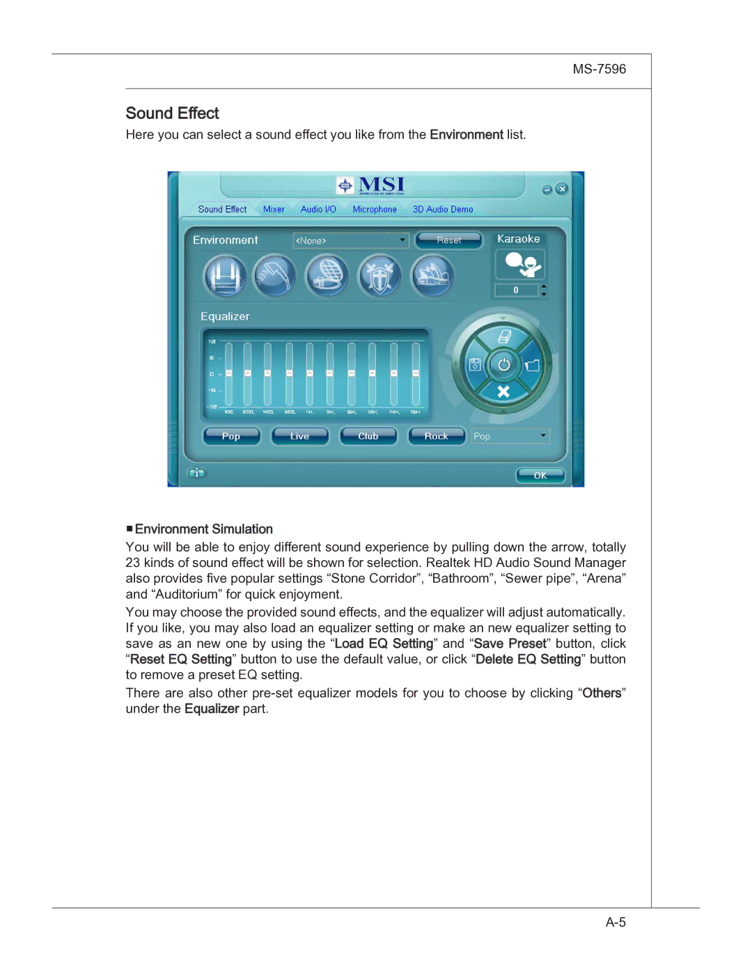 MSI 760GM manual Sound Effect 