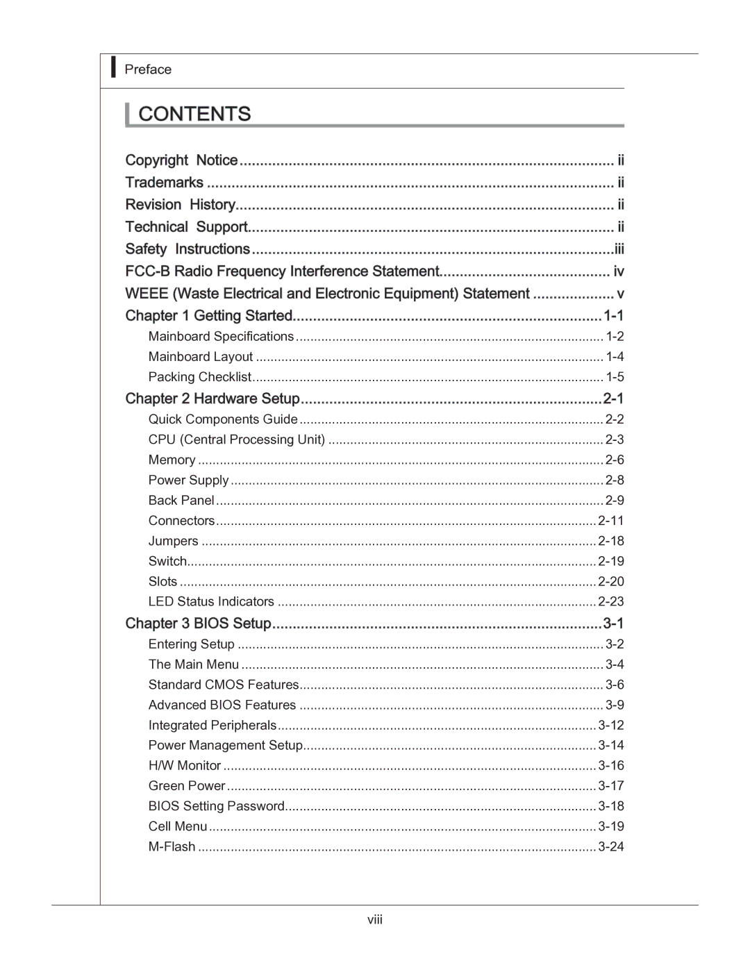 MSI 760GM manual Contents 