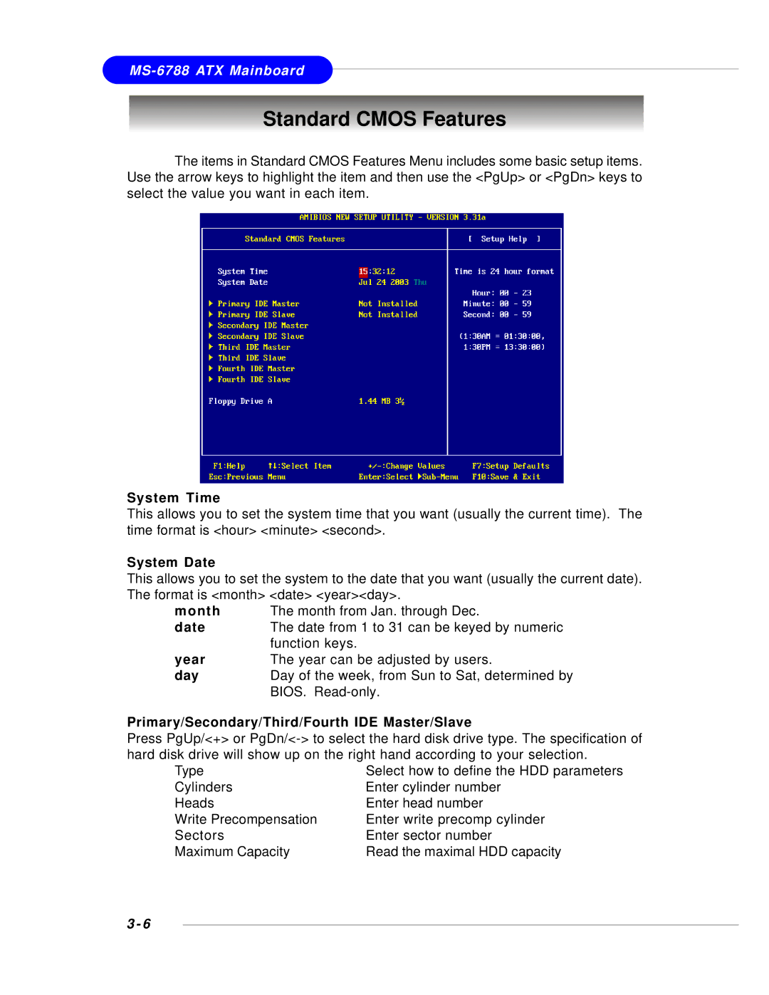 MSI 848P NEO-V - Motherboard - ATX manual Standard Cmos Features 