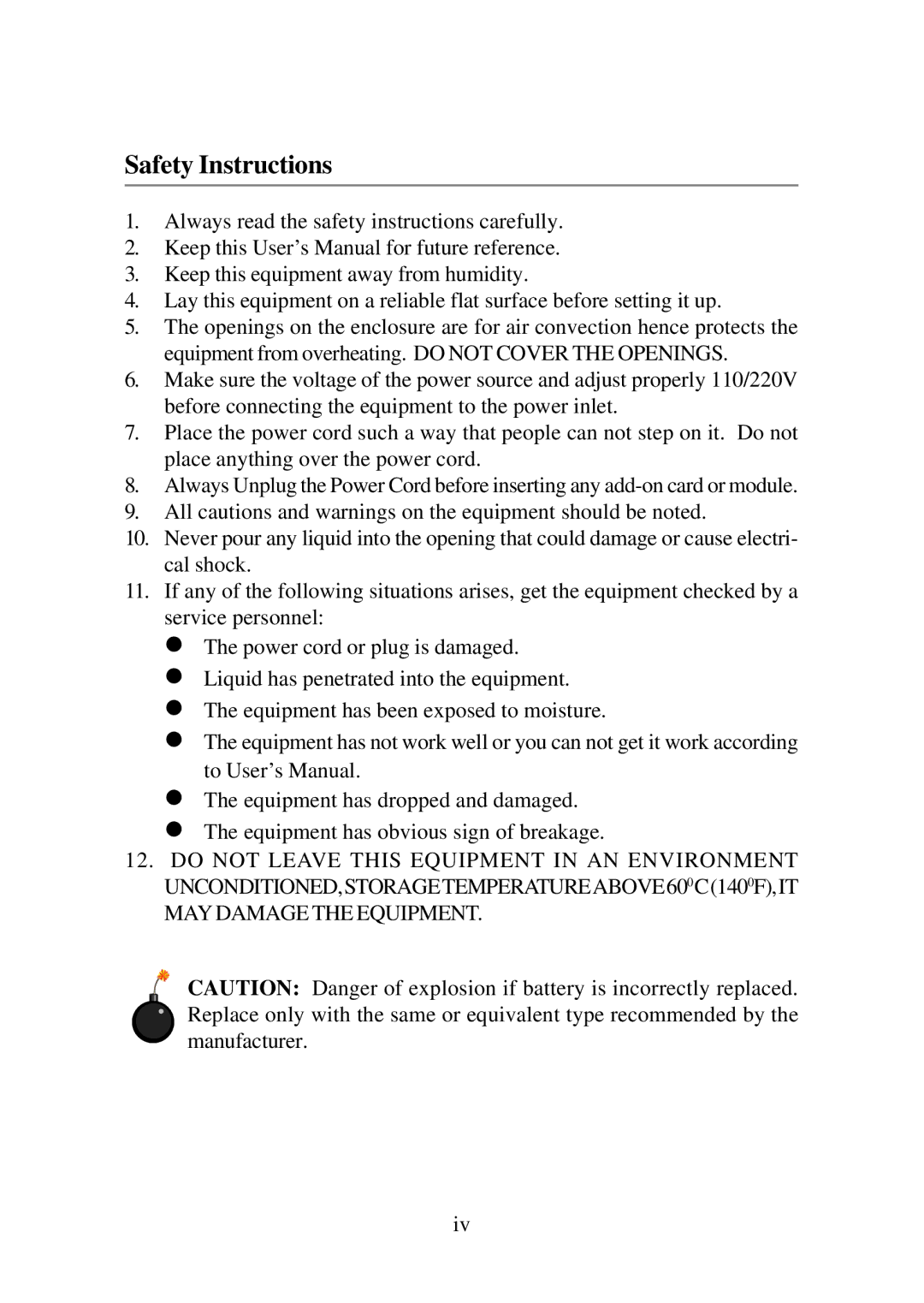 MSI 865GM3 manual Safety Instructions 