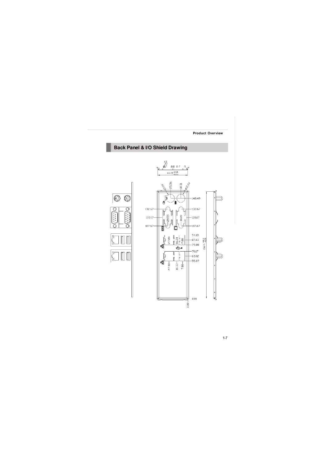 MSI AM-690E manual Back Panel & I/O Shield Drawing 