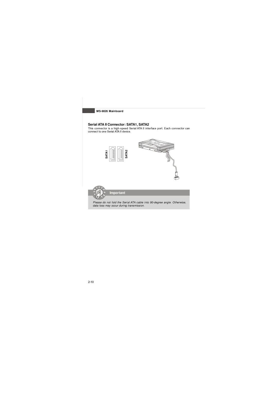 MSI AM-690E manual Serial ATA II Connector SATA1, SATA2, SATA1 SATA2 