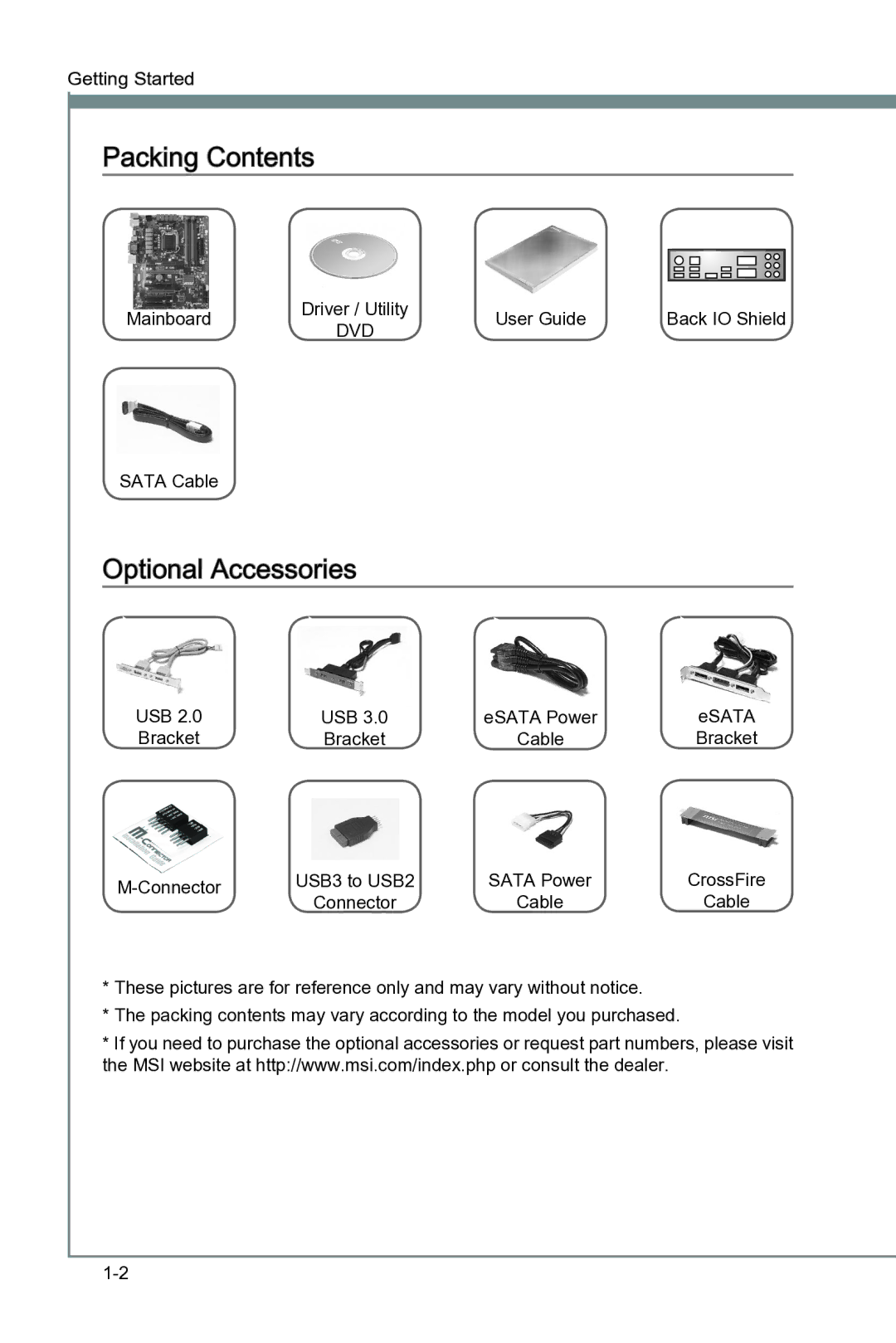 MSI B75A-G43 manual Packing Contents, Optional Accessories 