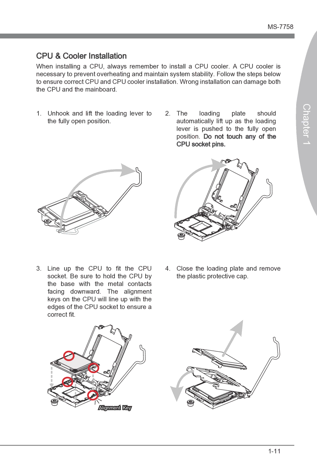 MSI B75A-G43 manual CPU & Cooler Installation 