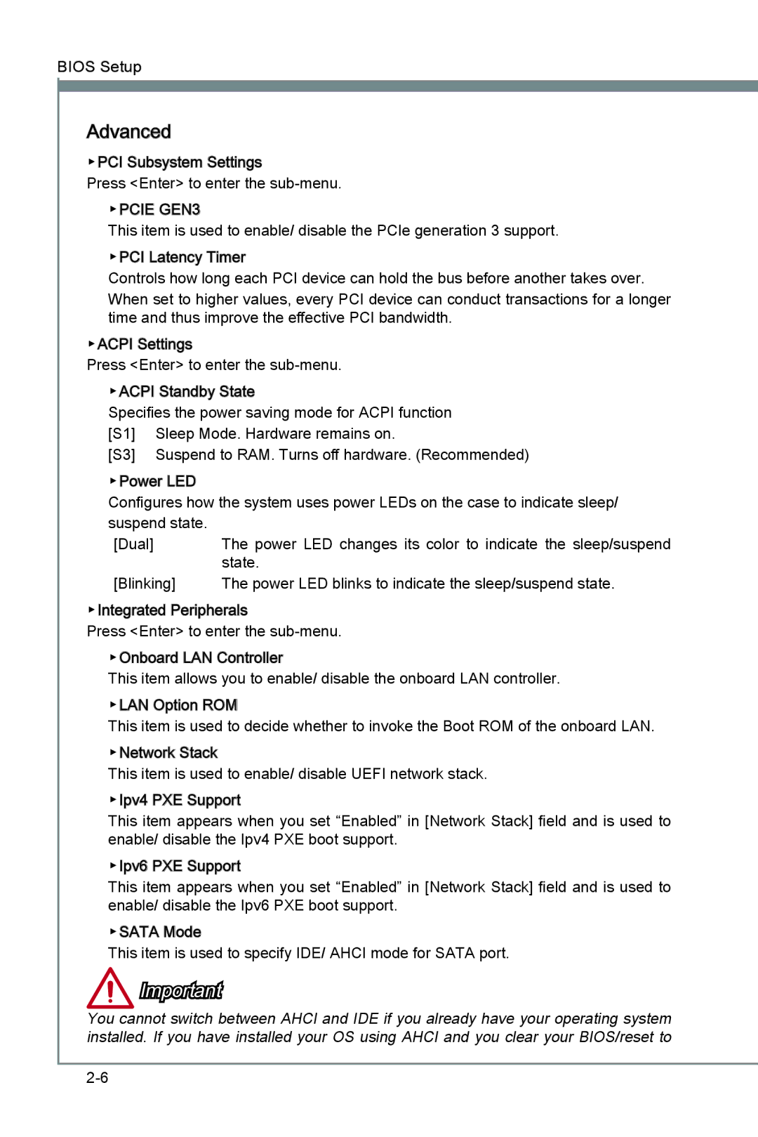 MSI B75MA-G43 manual Advanced, Pcie GEN3 