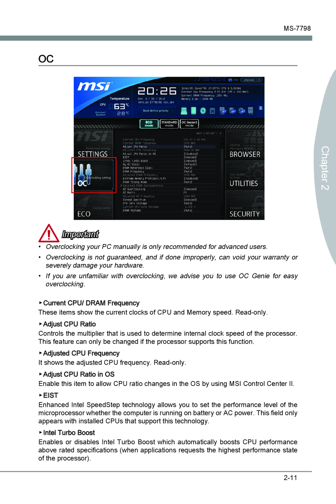 MSI B75MA-G43 manual Eist 