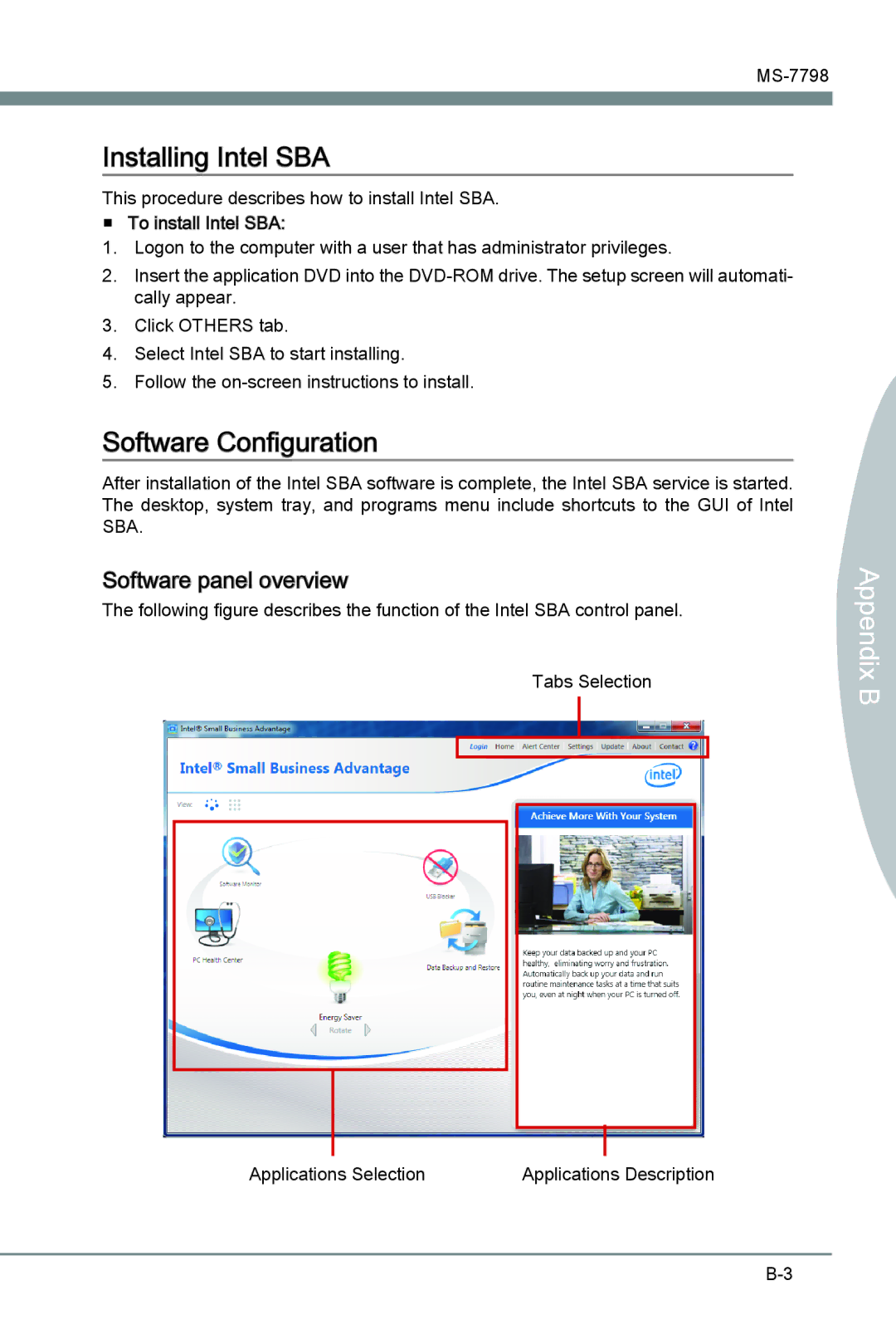 MSI B75MA-G43 manual Installing Intel SBA, Ix B Append 