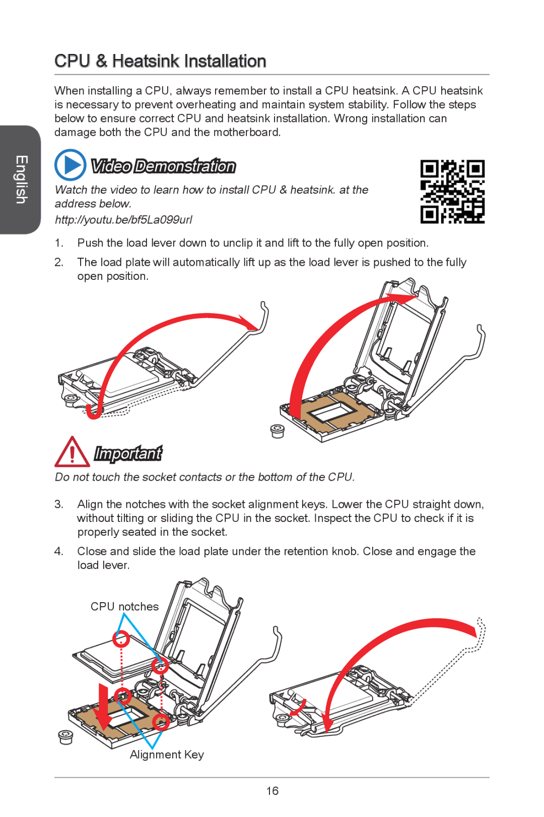 MSI B85M-P33 manual CPU & Heatsink Installation, Video Demonstration 