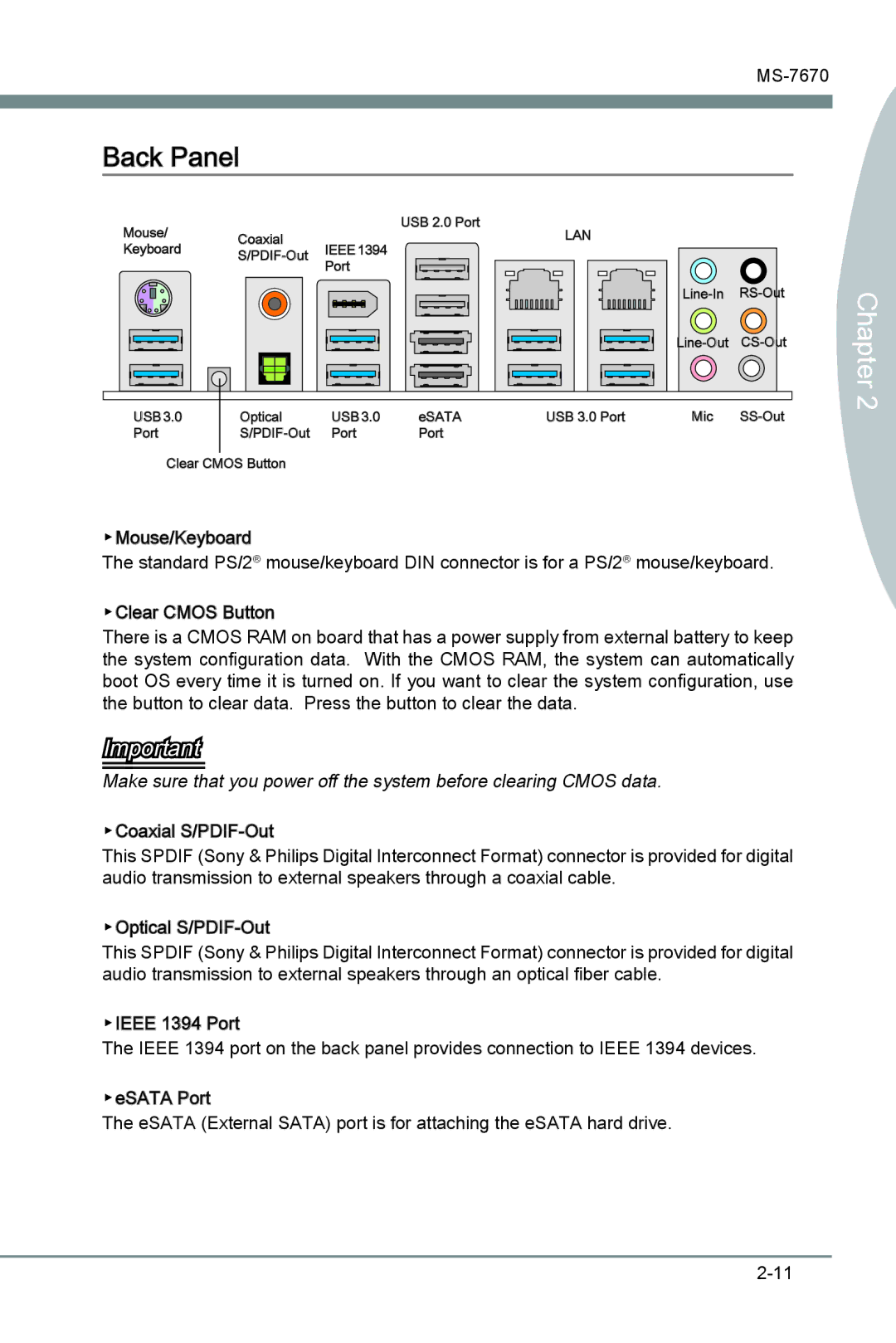 MSI Big Bang-Marshal (B3) manual Back Panel 