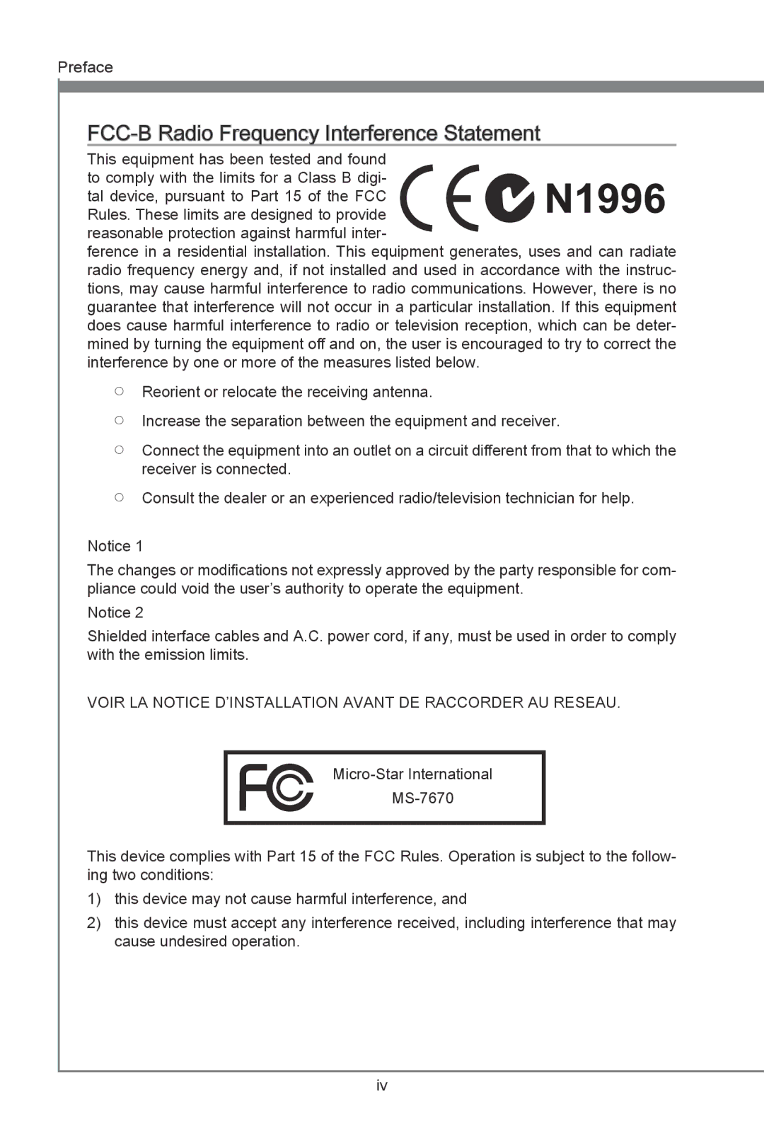 MSI Big Bang-Marshal (B3) manual FCC-B Radio Frequency Interference Statement 