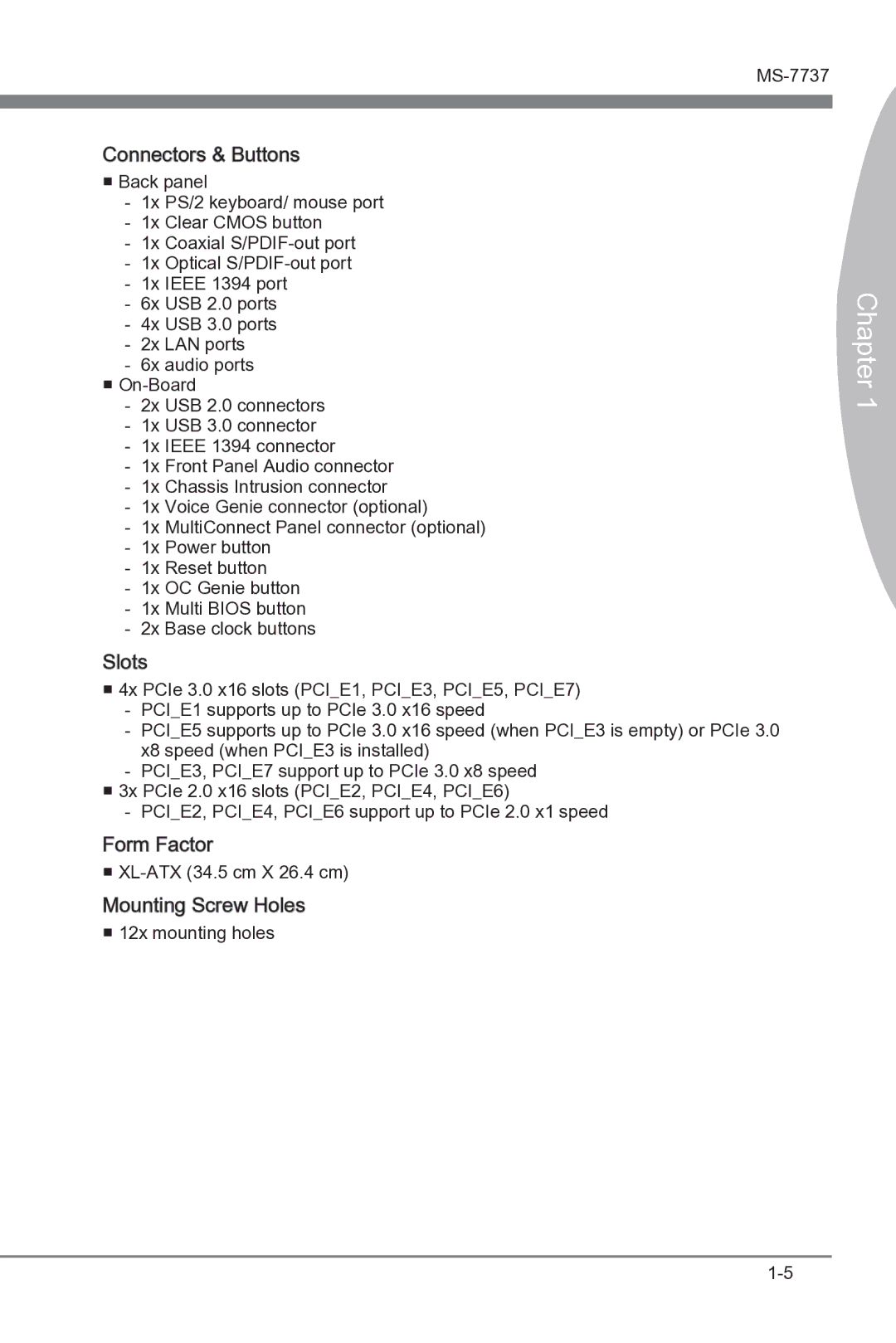 MSI Big Bang-XPower II manual Form Factor 