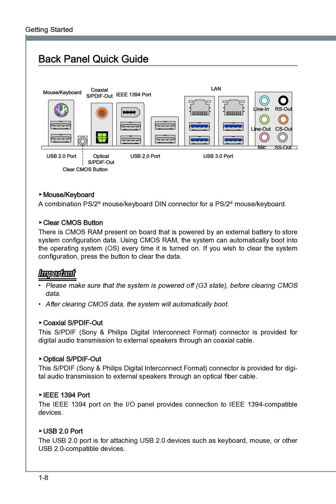 MSI Big Bang-XPower II manual Back Panel Quick Guide, Lan 