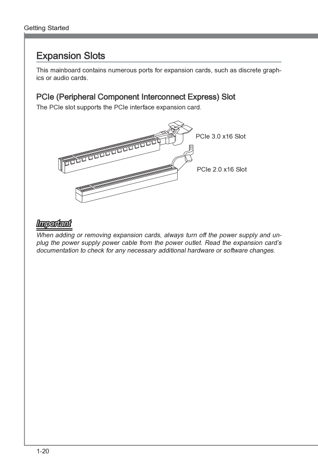 MSI Big Bang-XPower II manual Expansion Slots, PCIe Peripheral Component Interconnect Express Slot 