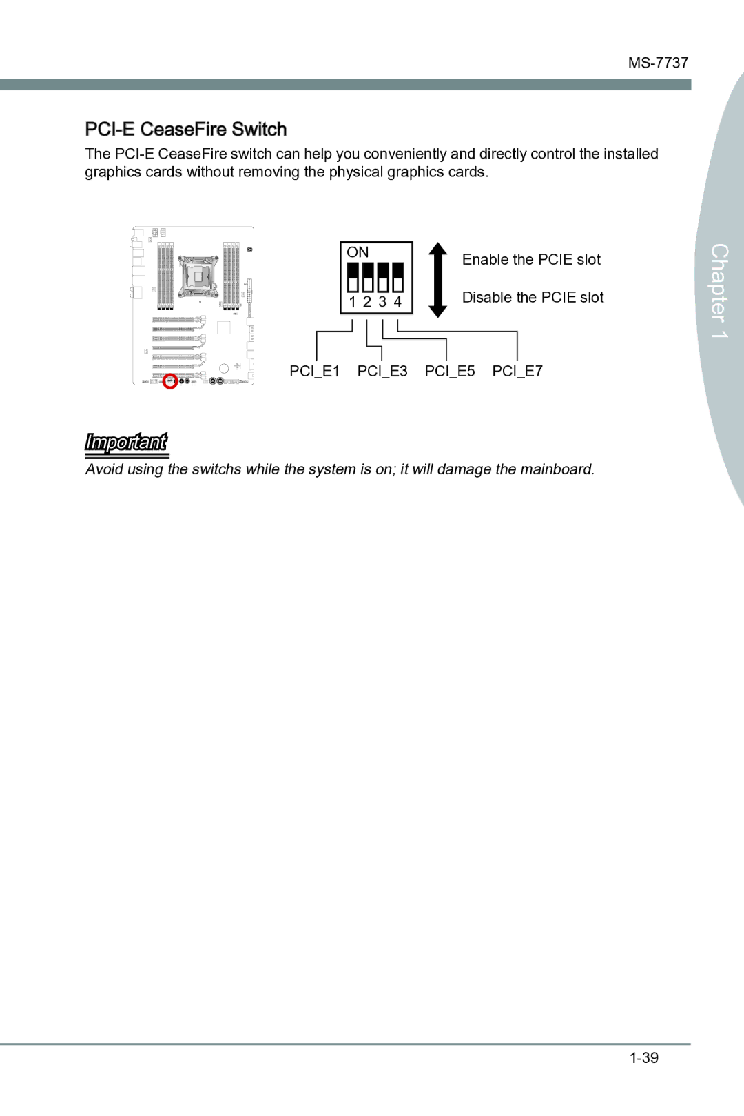 MSI Big Bang-XPower II manual PCI-E CeaseFire Switch 