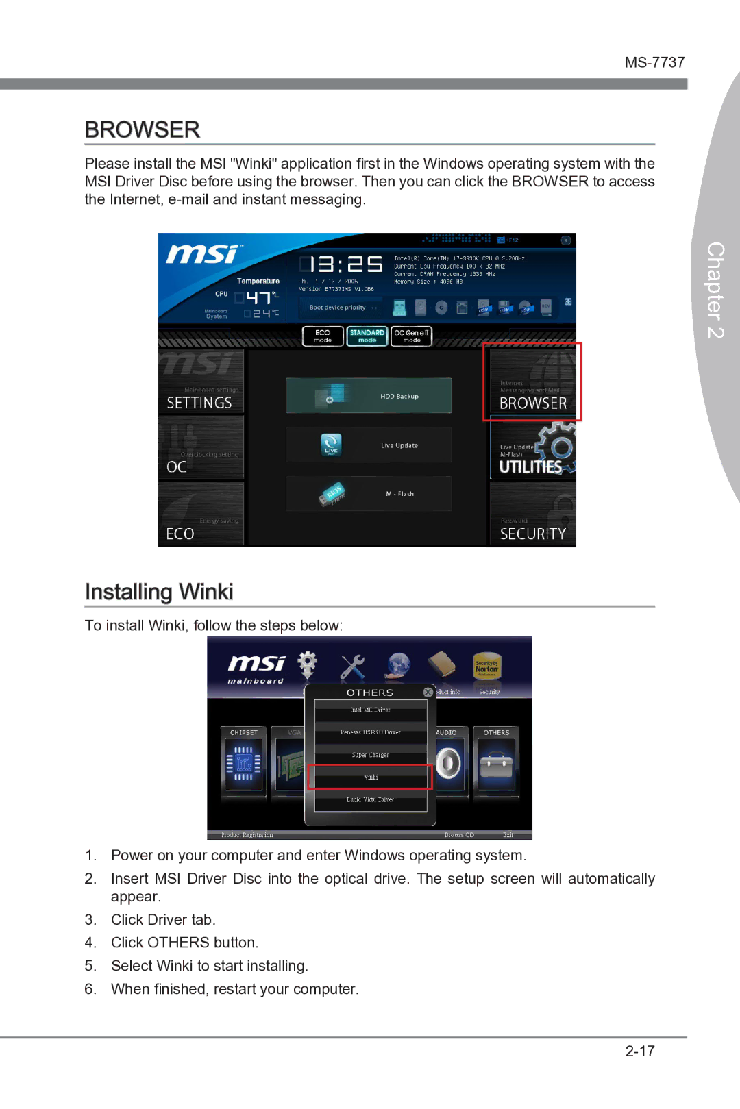 MSI Big Bang-XPower II manual Browser, Installing Winki 