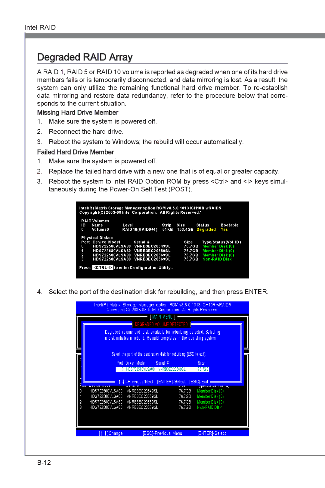 MSI Big Bang-XPower manual Degraded RAID Array 