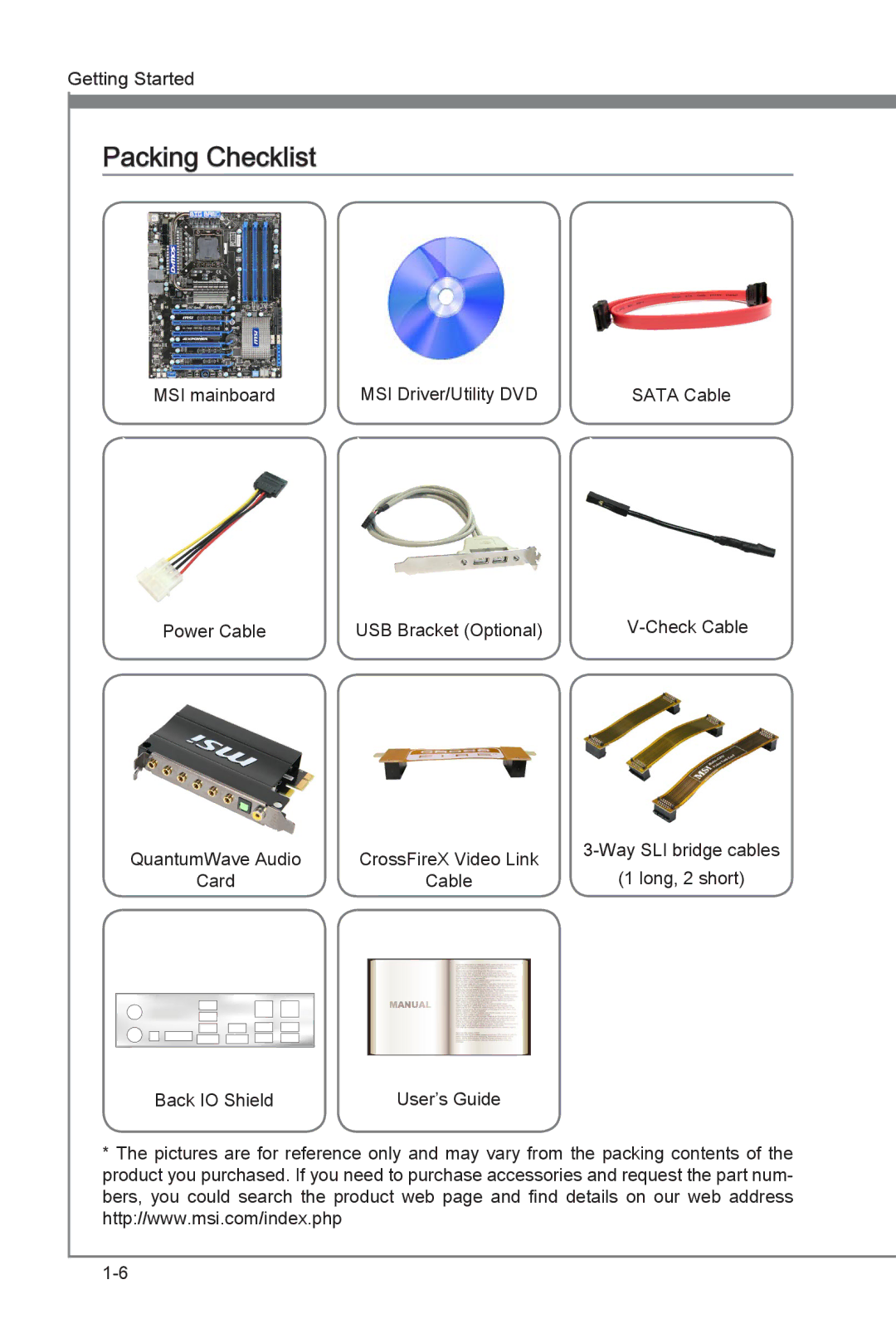 MSI Big Bang-XPower manual Packing Checklist 