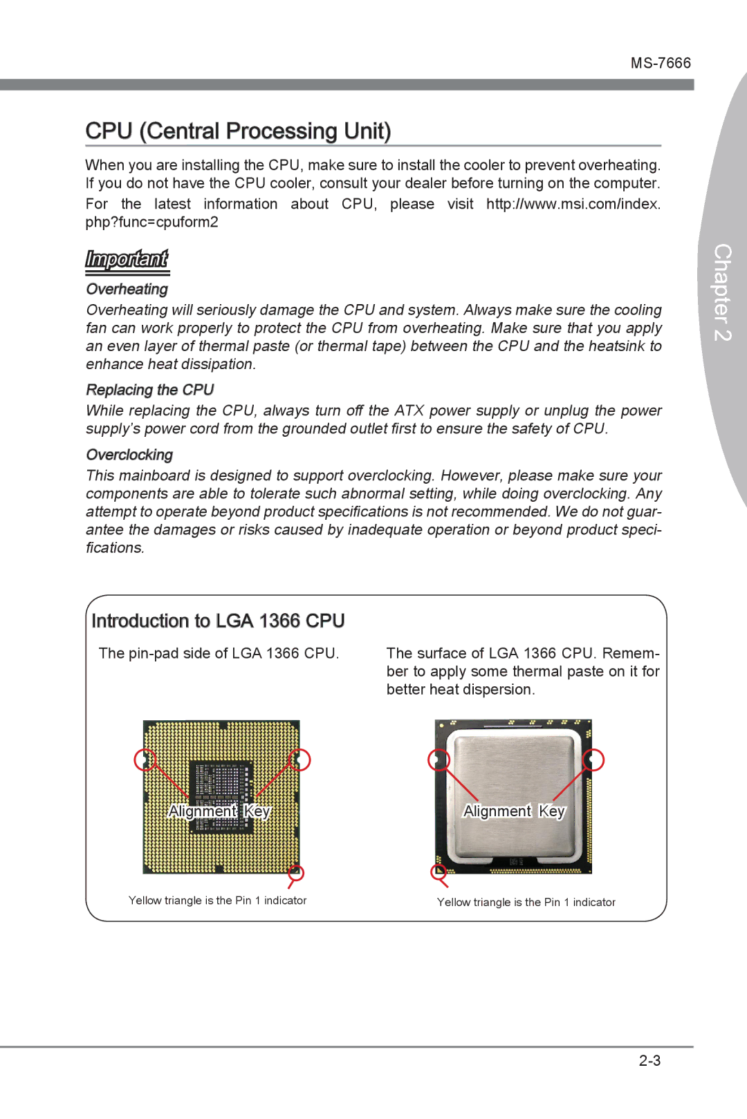 MSI Big Bang-XPower manual CPU Central Processing Unit, Introduction to LGA 1366 CPU 