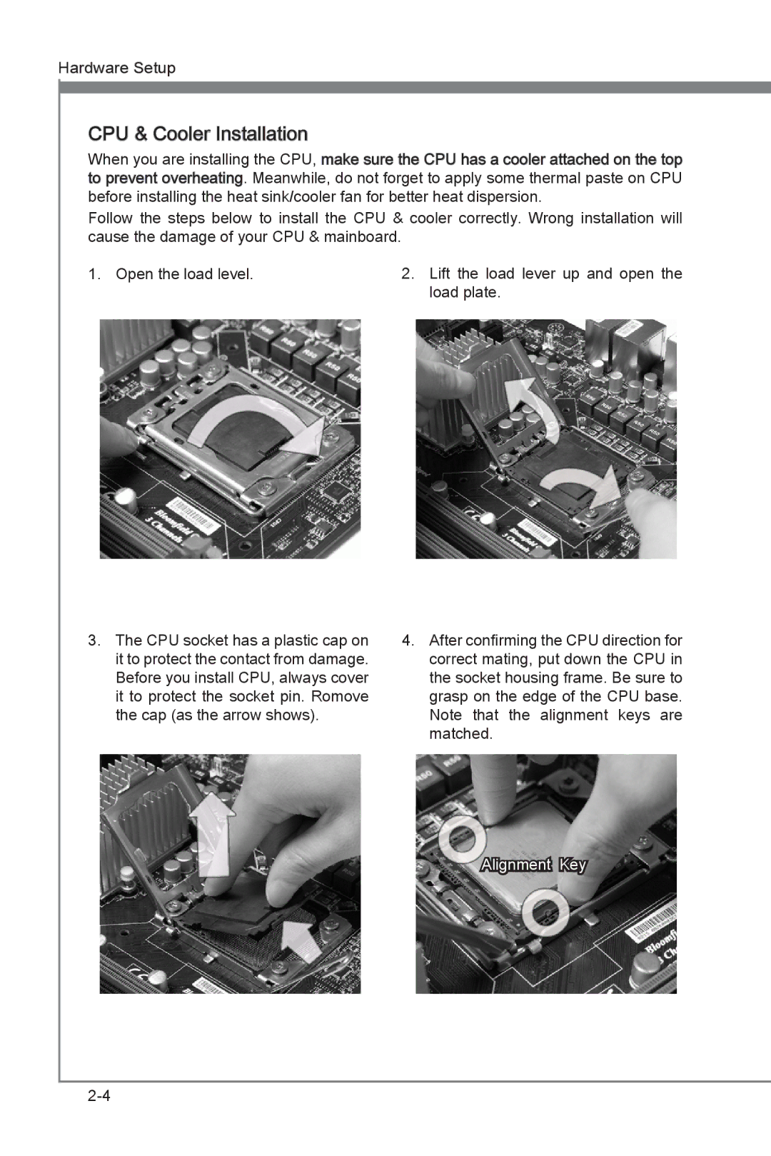 MSI Big Bang-XPower manual CPU & Cooler Installation, Alignment Key 